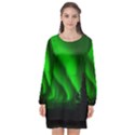 Aurora Borealis Northern Lights Long Sleeve Chiffon Shift Dress  View1