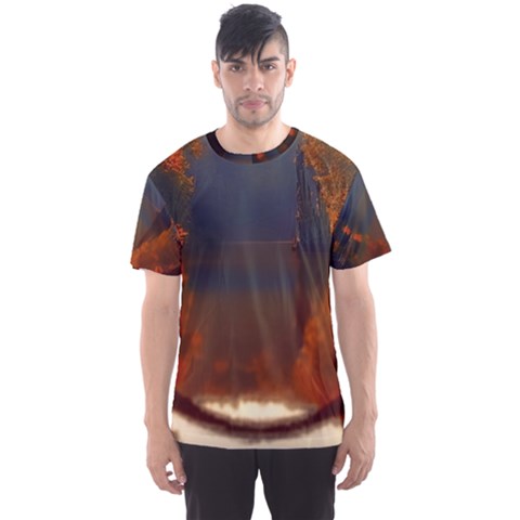 River Water Reflections Autumn Men s Sports Mesh Tee by BangZart