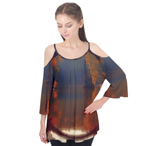 River Water Reflections Autumn Flutter Tees by BangZart