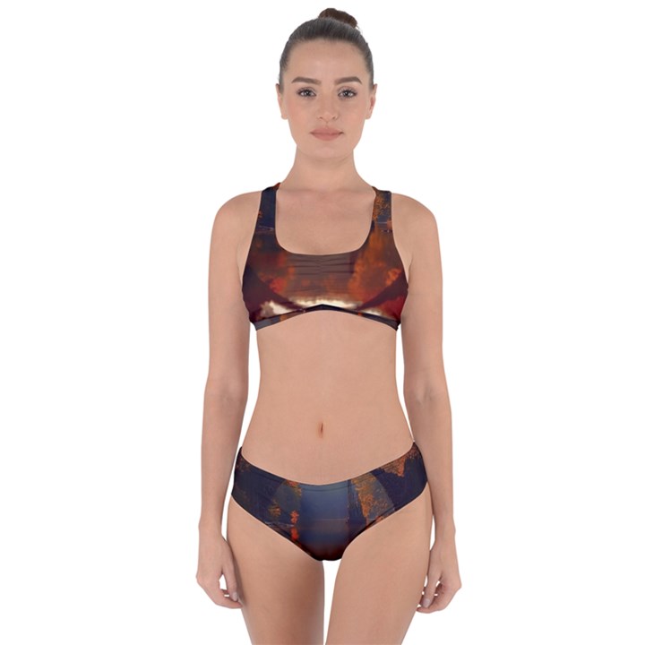 River Water Reflections Autumn Criss Cross Bikini Set