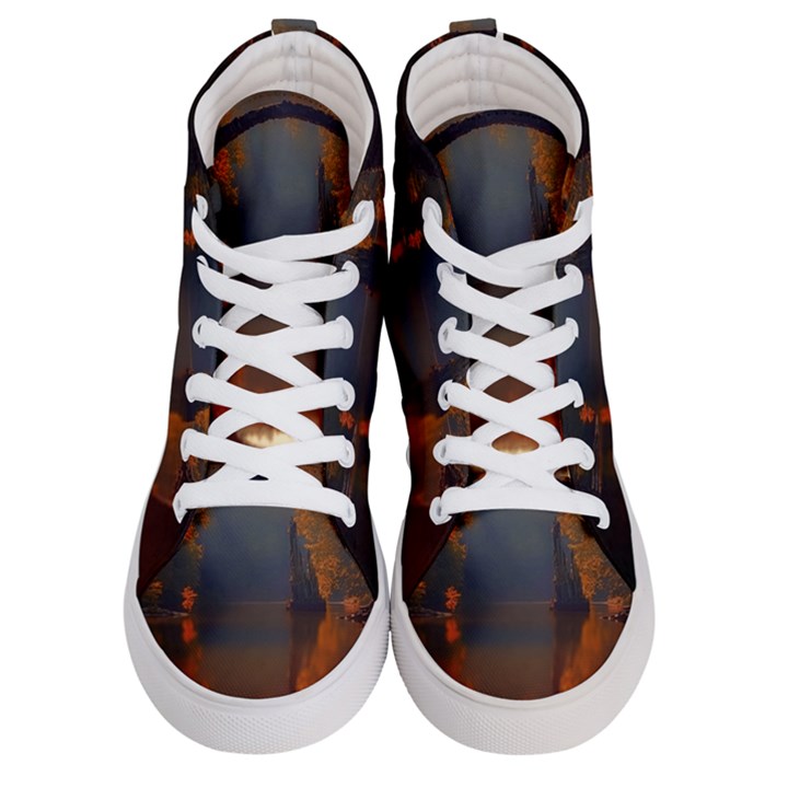 River Water Reflections Autumn Men s Hi-Top Skate Sneakers