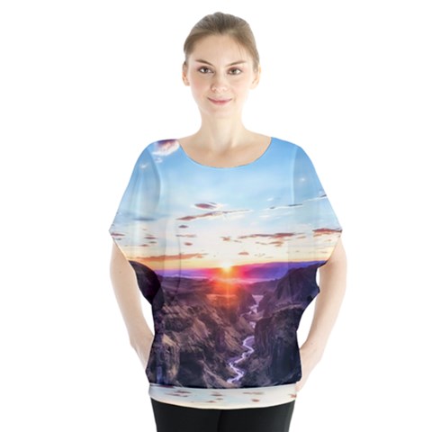 Iceland Landscape Mountains Stream Blouse by BangZart