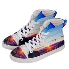 Iceland Landscape Mountains Stream Men s Hi-top Skate Sneakers by BangZart