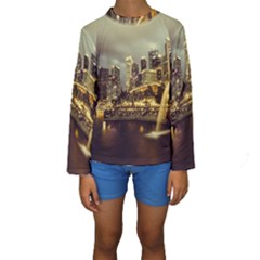 Singapore City Urban Skyline Kids  Long Sleeve Swimwear by BangZart