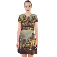 Singapore City Urban Skyline Adorable In Chiffon Dress by BangZart