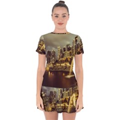 Singapore City Urban Skyline Drop Hem Mini Chiffon Dress by BangZart