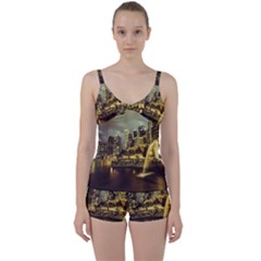 Singapore City Urban Skyline Tie Front Two Piece Tankini by BangZart