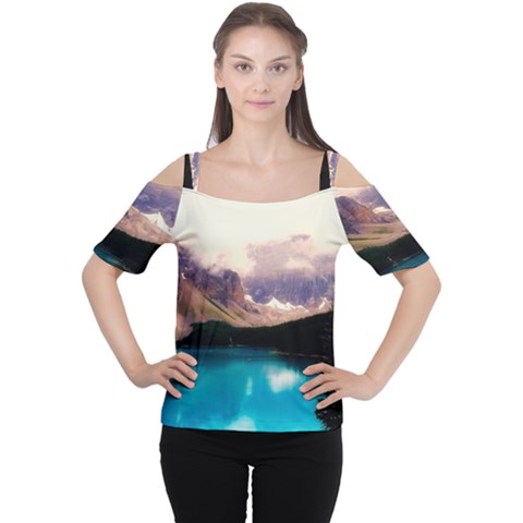 Austria Mountains Lake Water Cutout Shoulder Tee by BangZart