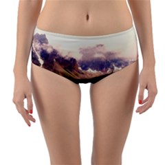 Austria Mountains Lake Water Reversible Mid-waist Bikini Bottoms by BangZart