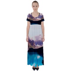 Austria Mountains Lake Water High Waist Short Sleeve Maxi Dress