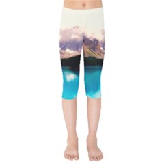 Austria Mountains Lake Water Kids  Capri Leggings 