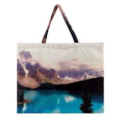 Austria Mountains Lake Water Zipper Large Tote Bag by BangZart