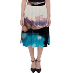 Austria Mountains Lake Water Folding Skater Skirt