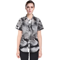 Africa Lion Male Closeup Macro Women s Short Sleeve Shirt