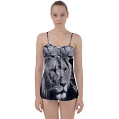 Africa Lion Male Closeup Macro Babydoll Tankini Set by BangZart