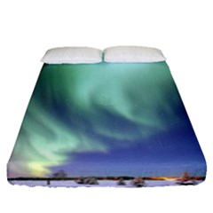 Aurora Borealis Alaska Space Fitted Sheet (queen Size) by BangZart