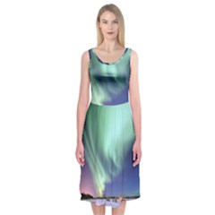 Aurora Borealis Alaska Space Midi Sleeveless Dress by BangZart