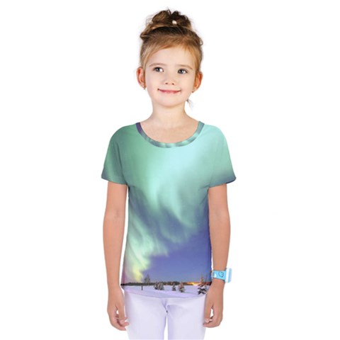 Aurora Borealis Alaska Space Kids  One Piece Tee by BangZart