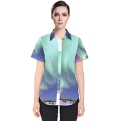 Aurora Borealis Alaska Space Women s Short Sleeve Shirt