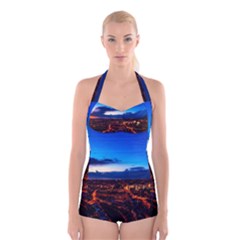 The Hague Netherlands City Urban Boyleg Halter Swimsuit  by BangZart