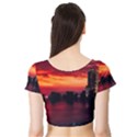 New York City Urban Skyline Harbor Short Sleeve Crop Top View2