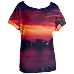 New York City Urban Skyline Harbor Women s Oversized Tee by BangZart