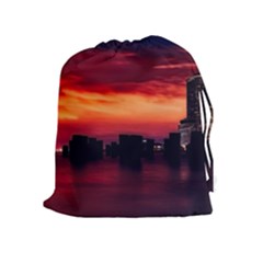 New York City Urban Skyline Harbor Drawstring Pouches (extra Large) by BangZart