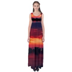 New York City Urban Skyline Harbor Empire Waist Maxi Dress by BangZart