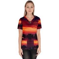 New York City Urban Skyline Harbor Scrub Top