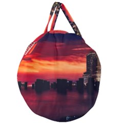 New York City Urban Skyline Harbor Giant Round Zipper Tote