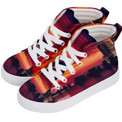 New York City Urban Skyline Harbor Kid s Hi-top Skate Sneakers by BangZart