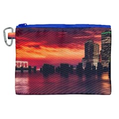 New York City Urban Skyline Harbor Canvas Cosmetic Bag (xl)