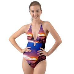 South Africa Sea Ocean Hdr Sky Halter Cut-out One Piece Swimsuit