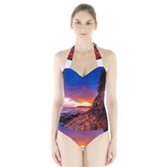 South Africa Sea Ocean Hdr Sky Halter Swimsuit by BangZart