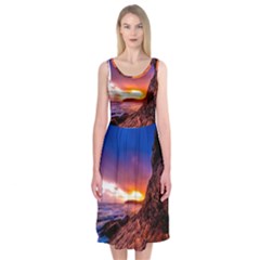 South Africa Sea Ocean Hdr Sky Midi Sleeveless Dress by BangZart