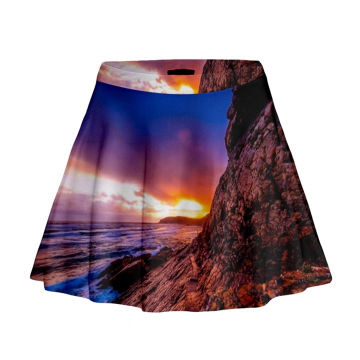 South Africa Sea Ocean Hdr Sky Mini Flare Skirt