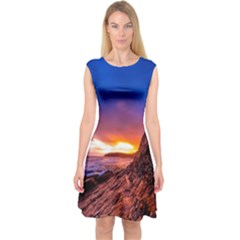 South Africa Sea Ocean Hdr Sky Capsleeve Midi Dress by BangZart