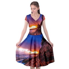 South Africa Sea Ocean Hdr Sky Cap Sleeve Wrap Front Dress by BangZart