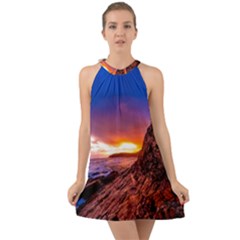 South Africa Sea Ocean Hdr Sky Halter Tie Back Chiffon Dress by BangZart