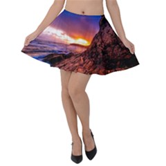 South Africa Sea Ocean Hdr Sky Velvet Skater Skirt by BangZart