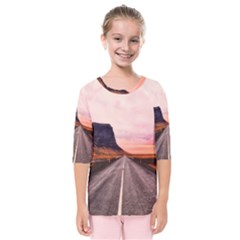 Iceland Sky Clouds Sunset Kids  Quarter Sleeve Raglan Tee