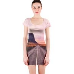 Iceland Sky Clouds Sunset Short Sleeve Bodycon Dress by BangZart