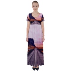 Iceland Sky Clouds Sunset High Waist Short Sleeve Maxi Dress by BangZart