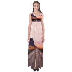 Iceland Sky Clouds Sunset Empire Waist Maxi Dress by BangZart