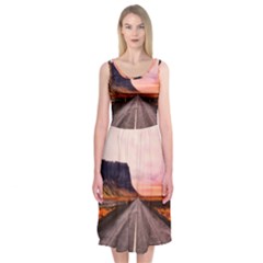 Iceland Sky Clouds Sunset Midi Sleeveless Dress by BangZart