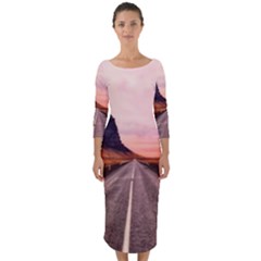 Iceland Sky Clouds Sunset Quarter Sleeve Midi Bodycon Dress by BangZart