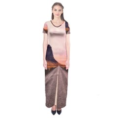 Iceland Sky Clouds Sunset Short Sleeve Maxi Dress by BangZart