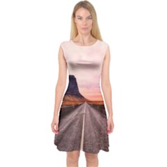 Iceland Sky Clouds Sunset Capsleeve Midi Dress by BangZart