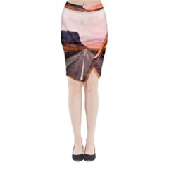 Iceland Sky Clouds Sunset Midi Wrap Pencil Skirt by BangZart