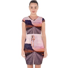 Iceland Sky Clouds Sunset Capsleeve Drawstring Dress  by BangZart